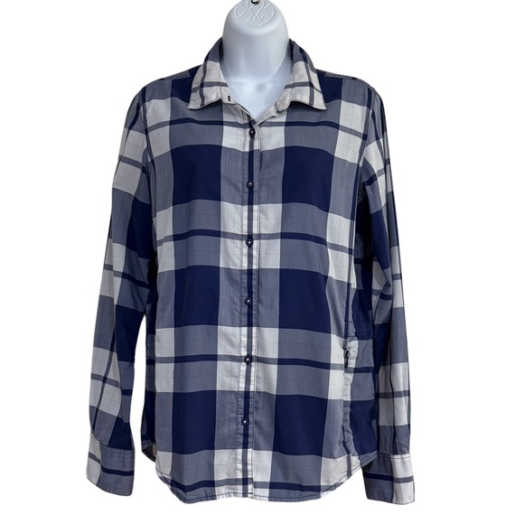The North Face Tops - The North Face White Gray Plaid Button-up Shirt Size Medium Lightweight